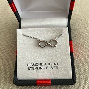 Sterling silver infinity diamond accent necklace 18”L